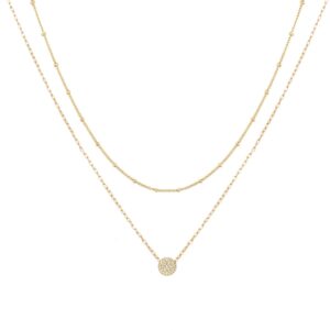 LOKLIFFAI Gold Dainty Choker Necklace Cz Pearl Pendant Necklace Chain Layered Necklace for Women