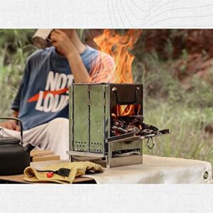 Portable Camping Stove & Grill - Foldable Alcohol/Charcoal/Twig Wood Campfire (Small)