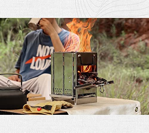 Portable Camping Stove & Grill - Foldable Alcohol/Charcoal/Twig Wood Campfire (Small)