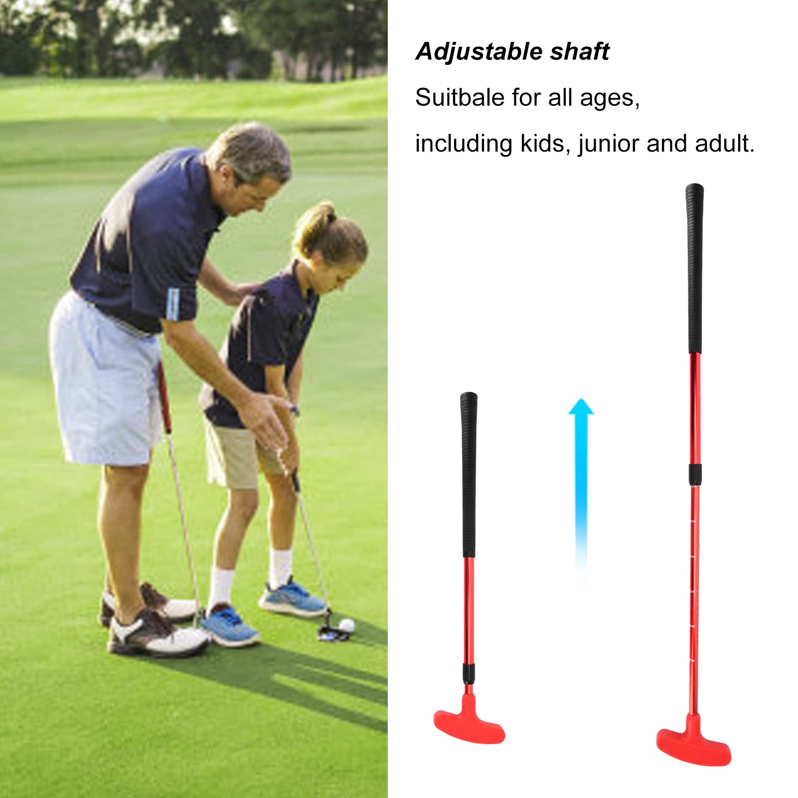 Golfball Putter 2 Section Retractable Adjustable Golfball Training Putters Practicing Equipment for Kids Adults