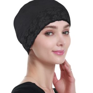 Alnorm Chemo Scarves for Women Sleep Hats for Cancer Patients Black