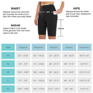 BALEAF Women's Long Biker Shorts Yoga Compression High Waist Knee Length with Pockets Spandex Workout Shorts 12" Black M