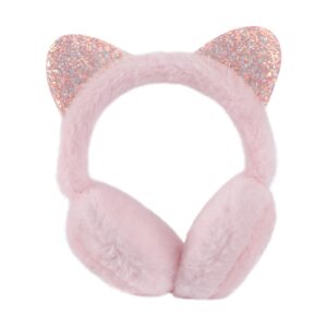 soimiss winter earmuff for cute cat ear muffs plush sequin foldable earmuffs ear warmer for girls boys