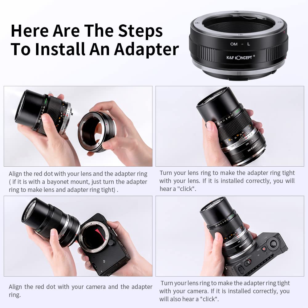 K&F Concept Lens Mount Adapter OM-L Manual Focus Compatible with Olympus OM SLR Lens to L Mount Camera Body