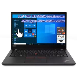 lenovo thinkpad t14 gen 2 light laptop, 14.0" fhd ips touchscreen 300nits, amd ryzen 5 pro 5650u, wi-fi 6 , usb-c, amd radeon graphics, backlit kb, win10 pro, w/accessories (16gb ram | 512gb pcie ssd)