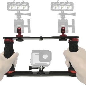 Aluminium Alloy Underwater Lights Dive Light Video Light Stabilizer Tray Handheld Handle Stabilizer Support Bracket Camera Mount for Action Camera and Any Other Camera with 1/4 inch Screw Hole