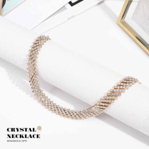 JEAIRTS Rhinestone Choker Necklace Multi-Row Crystal Chokers Sparkly Rhinestone Neck Chain Party Prom Necklaces Jewelry for Women (2-Gold)