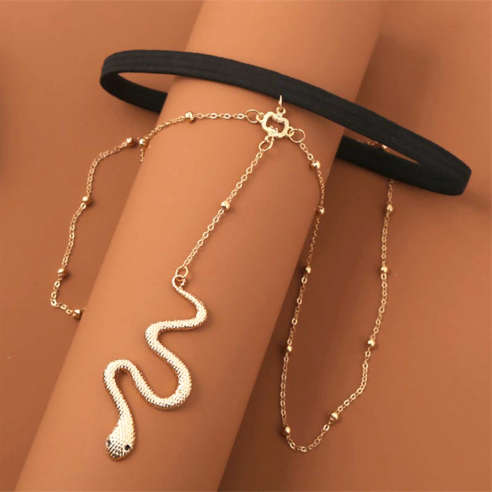 Gold Snake Thigh Chain for Women Beach Boho Style Leg Chain Body Jewlery Snake Pendant Thigh for Women Halloween Costume Accessories