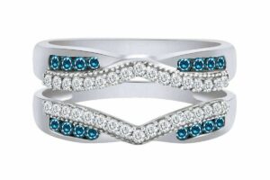 purple star 14k white gold plated engagement diamond created blue & white diamond wrap wedding ring band guard enhancer 925 sterling silver (9)