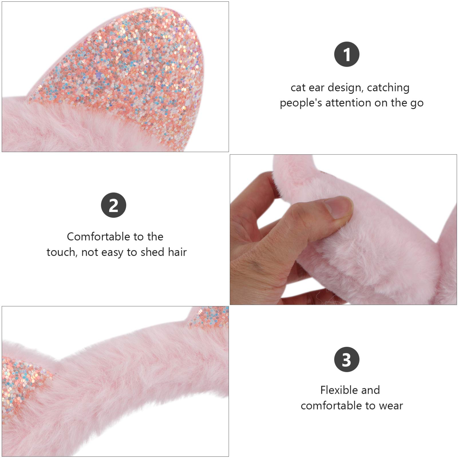 SOIMISS Winter Earmuff for Cute Cat Ear Muffs Plush Sequin Foldable Earmuffs Ear Warmer for Girls Boys