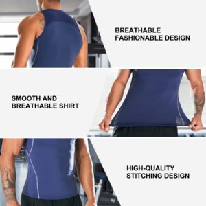 HAENPISY Mens Workout Sleeveless Shirts Gym Quick Dry Muscle Tank Top Running Athletic Moisture Wicking T Shirt(X-Large, Blue)