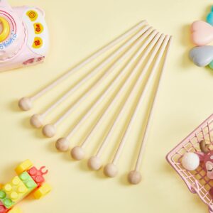 20 Pieces Wood Mallets Percussion Glockenspiel Xylophone Mallets Sticks Wood Small Musical Drumsticks Chime Round Head Hammer Wooden Drum and Percussion Mallets for Kids, 8.2 Inch Long