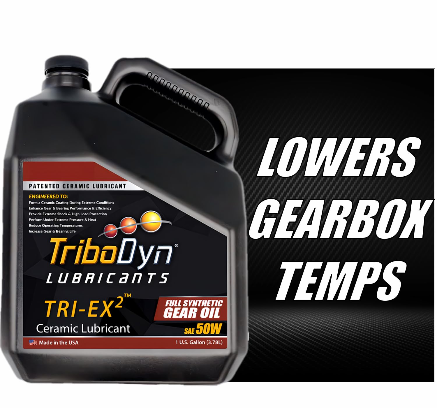 TriboDyn TRI-EX2 Full Synthetic 50W Gear Oil with Ceramic Coating (1 Gallon)