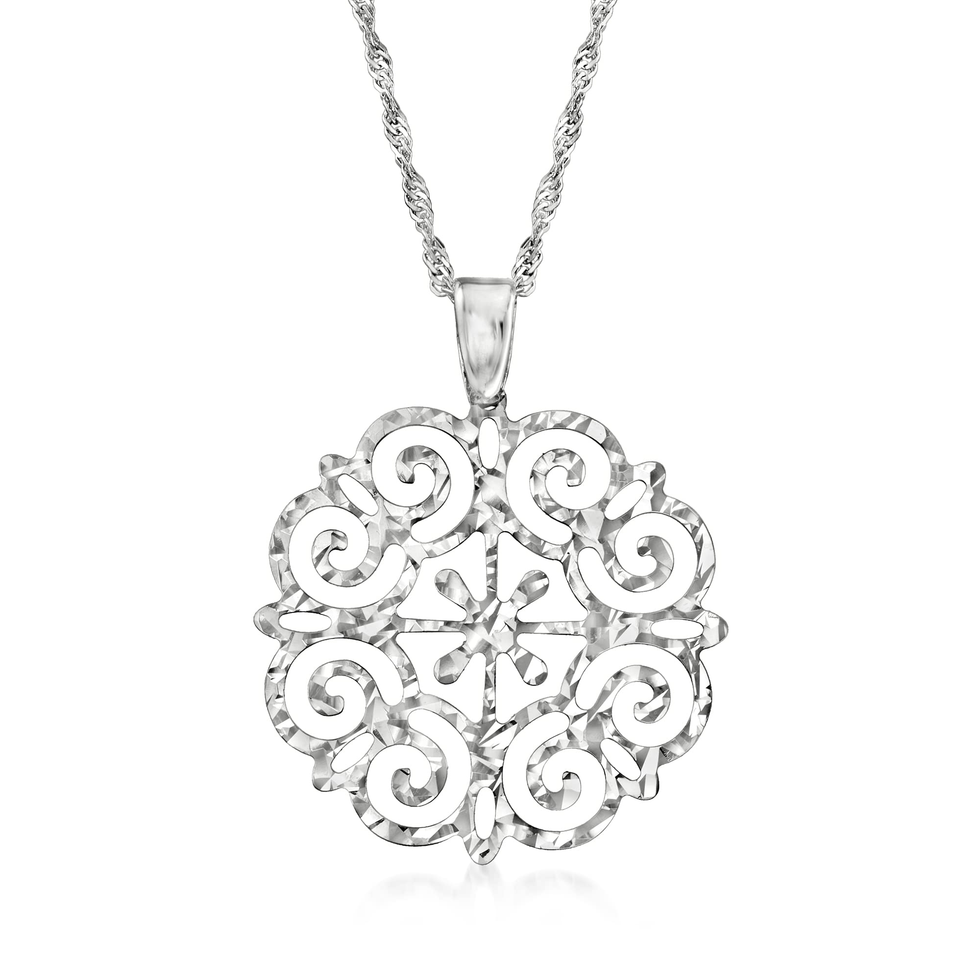 Ross-Simons Italian Sterling Silver Filigree Medallion Pendant Necklace