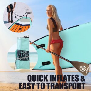 Highpi Inflatable Stand Up Paddle Boards, 10'6''x31''x6'' SUP with Accessories Backpack Anti-Slip Deck, Leash, Adjustable Paddle and Hand Pump, Waterproof Bag, Standing Boat for Youth & Adult