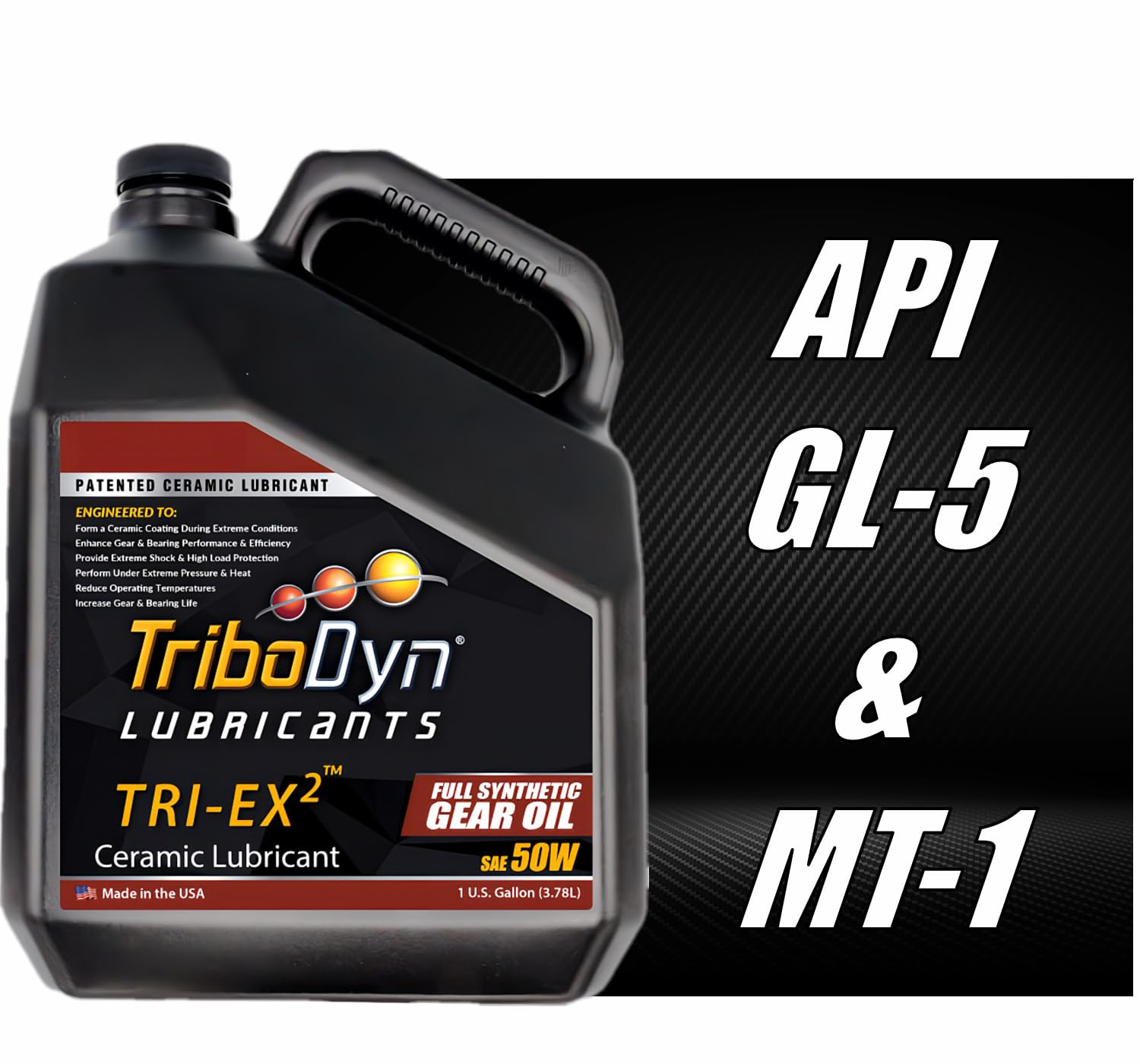 TriboDyn TRI-EX2 Full Synthetic 50W Gear Oil with Ceramic Coating (1 Gallon)