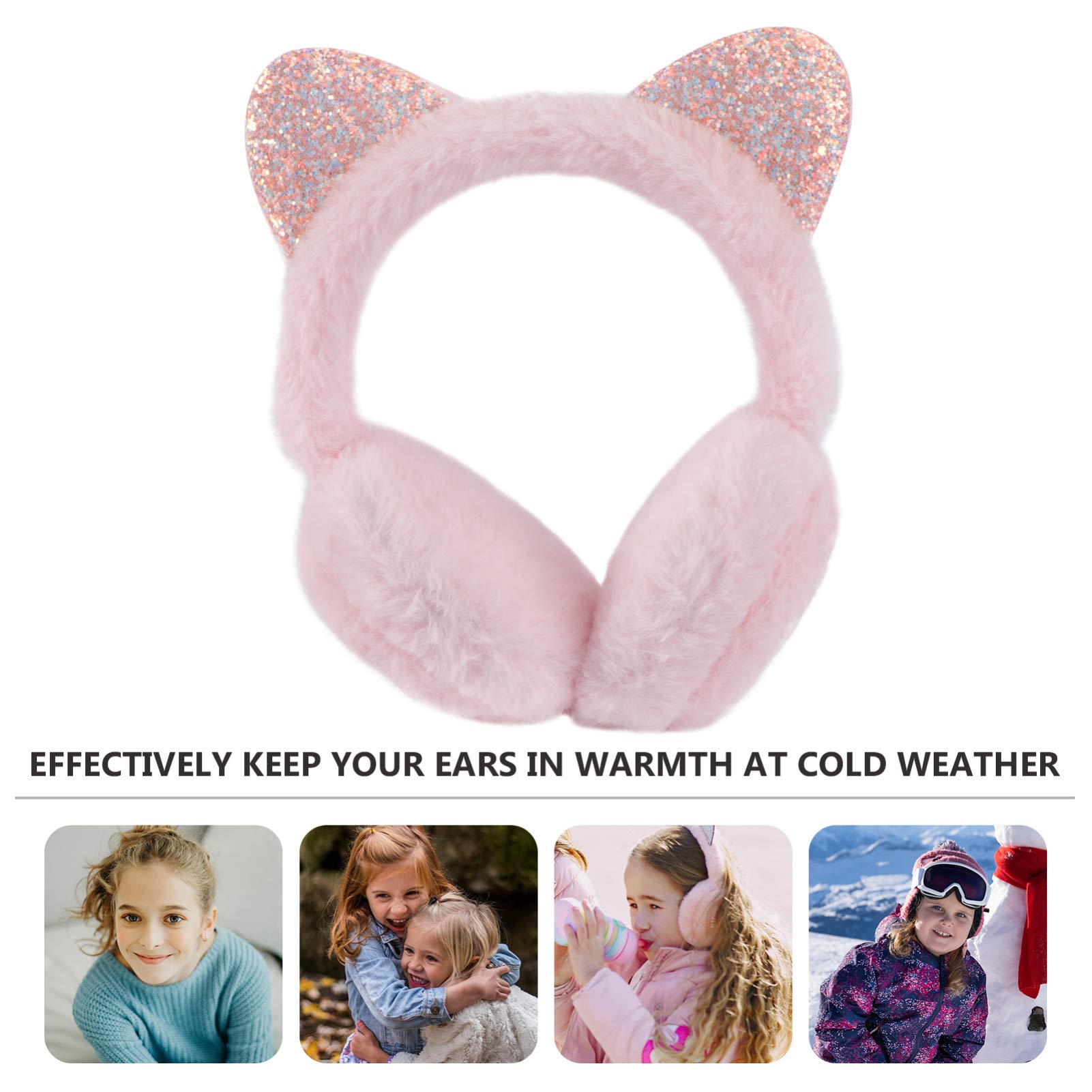 SOIMISS Winter Earmuff for Cute Cat Ear Muffs Plush Sequin Foldable Earmuffs Ear Warmer for Girls Boys