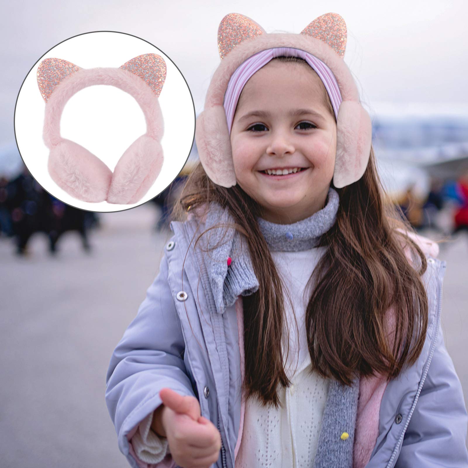 SOIMISS Winter Earmuff for Cute Cat Ear Muffs Plush Sequin Foldable Earmuffs Ear Warmer for Girls Boys