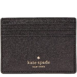 Kate Spade New York Shimmy Glitter Boxed Small Faux Leather Cardholder (Black)