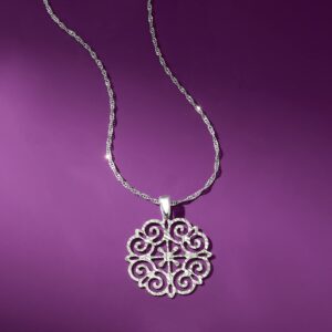 Ross-Simons Italian Sterling Silver Filigree Medallion Pendant Necklace