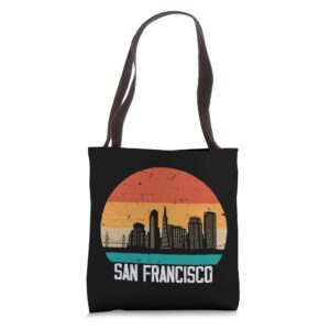 San Francisco USA Retro Vintage Sunset Skyline San Francisco Tote Bag