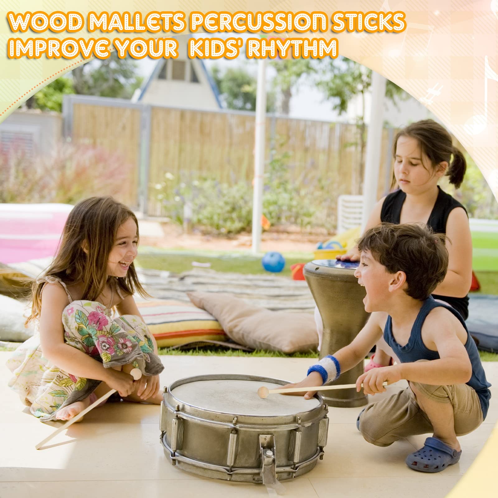 20 Pieces Wood Mallets Percussion Glockenspiel Xylophone Mallets Sticks Wood Small Musical Drumsticks Chime Round Head Hammer Wooden Drum and Percussion Mallets for Kids, 8.2 Inch Long