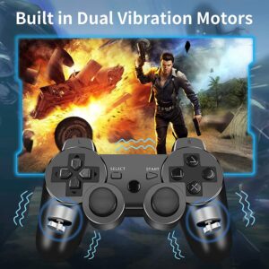 Rzzhgzq 2 Pack PS3 Wireless Controller Playstation 3 Controller Wireless Bluetooth Gamepad with USB Charger Cable for PS3 Console (Black+White)