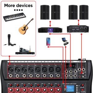 FULODE CT-80S Professional audio mixer 8 Channel with MP3 Player+Bluetooth U disk 48V Phantom Power Source USB recording