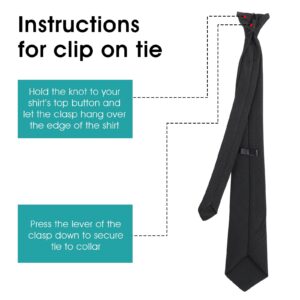 Yolev Men's Clip On Ties 20 Inches Solid Color Clip-on Neckties Pre-tied Neckties for Wedding Office School Uniform