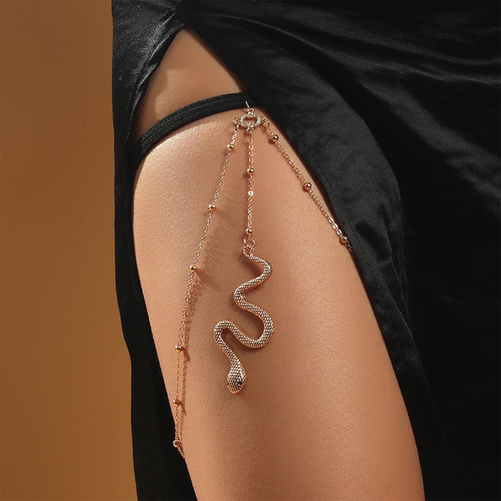 Gold Snake Thigh Chain for Women Beach Boho Style Leg Chain Body Jewlery Snake Pendant Thigh for Women Halloween Costume Accessories