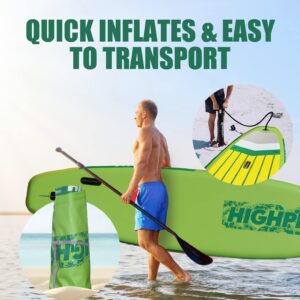 Highpi Inflatable Stand Up Paddle Boards, 10'6''x31''x6'' SUP with Accessories Backpack Anti-Slip Deck, Leash, Adjustable Paddle and Hand Pump, Waterproof Bag, Standing Boat for Youth & Adult