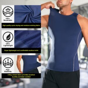 HAENPISY Mens Workout Sleeveless Shirts Gym Quick Dry Muscle Tank Top Running Athletic Moisture Wicking T Shirt(X-Large, Blue)