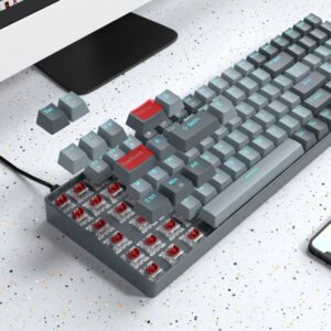 MageGee 100 Keys Mechanical Gaming Keyboard, Red Switch, 96% Compact Layout LED Blue Backlit Wired Keyboard with Numpad Arrow Keys, for PC Laptop, for Game and Office, Grey Black