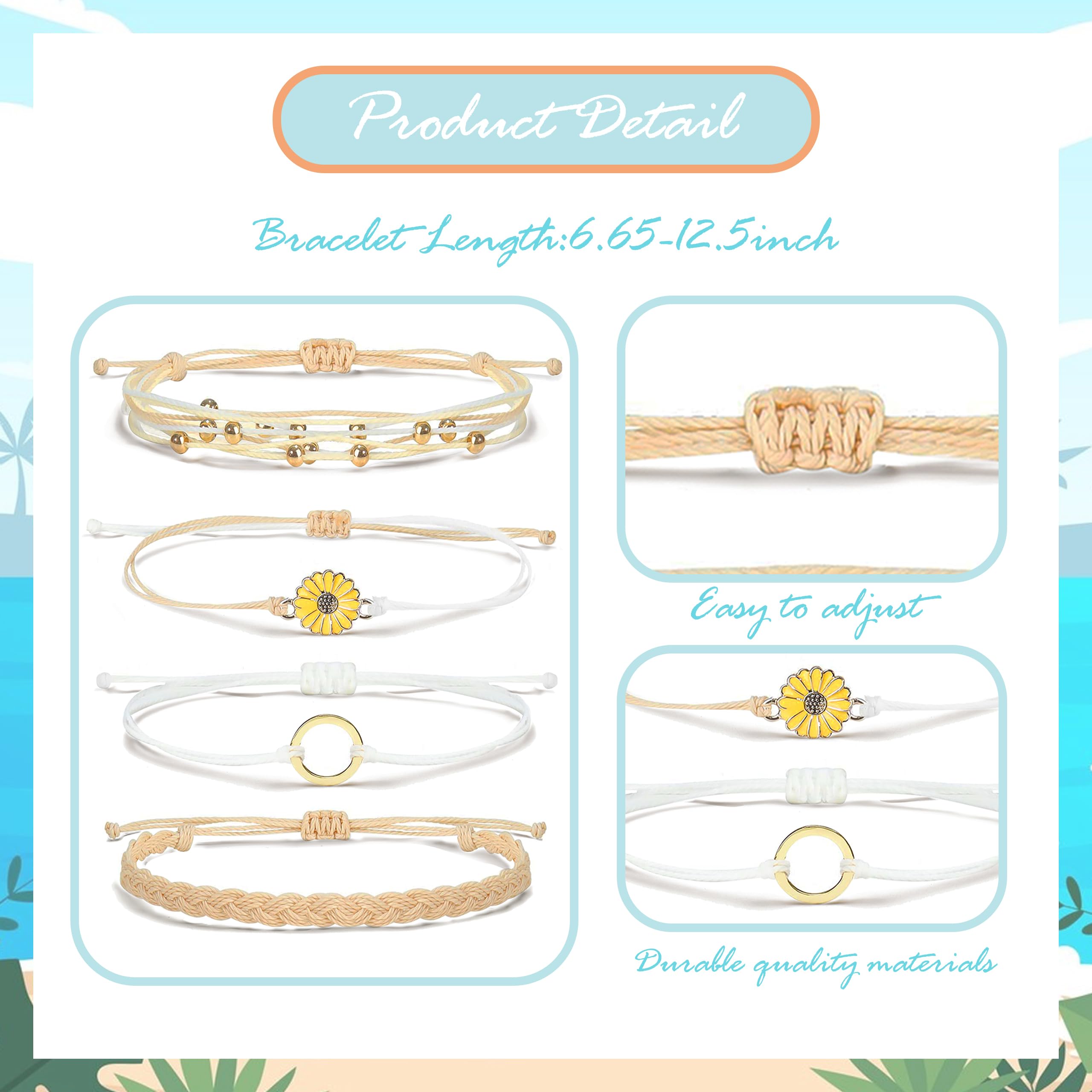 choice of all Cute Bracelets for Women Boho Bracelets Sunflower Friendship Bracelet Adjustable Bracelets Stack Surfer Beach Jewelry Party Favors Stocking Stuff