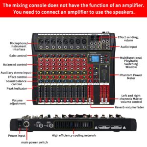 FULODE CT-80S Professional audio mixer 8 Channel with MP3 Player+Bluetooth U disk 48V Phantom Power Source USB recording