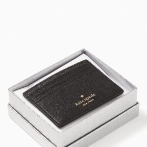 Kate Spade New York Shimmy Glitter Boxed Small Faux Leather Cardholder (Black)