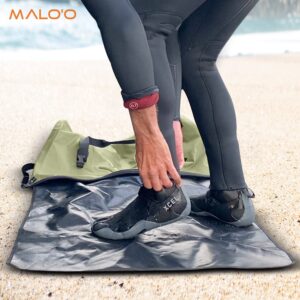 Malo'o 3-in-1 Wetsuit Changing Bag – Integrated changing mat, wetsuit watertight carry bag and XL 60 Liter Roll-Top Dry Bag. Surfing, Paddle-Boarding