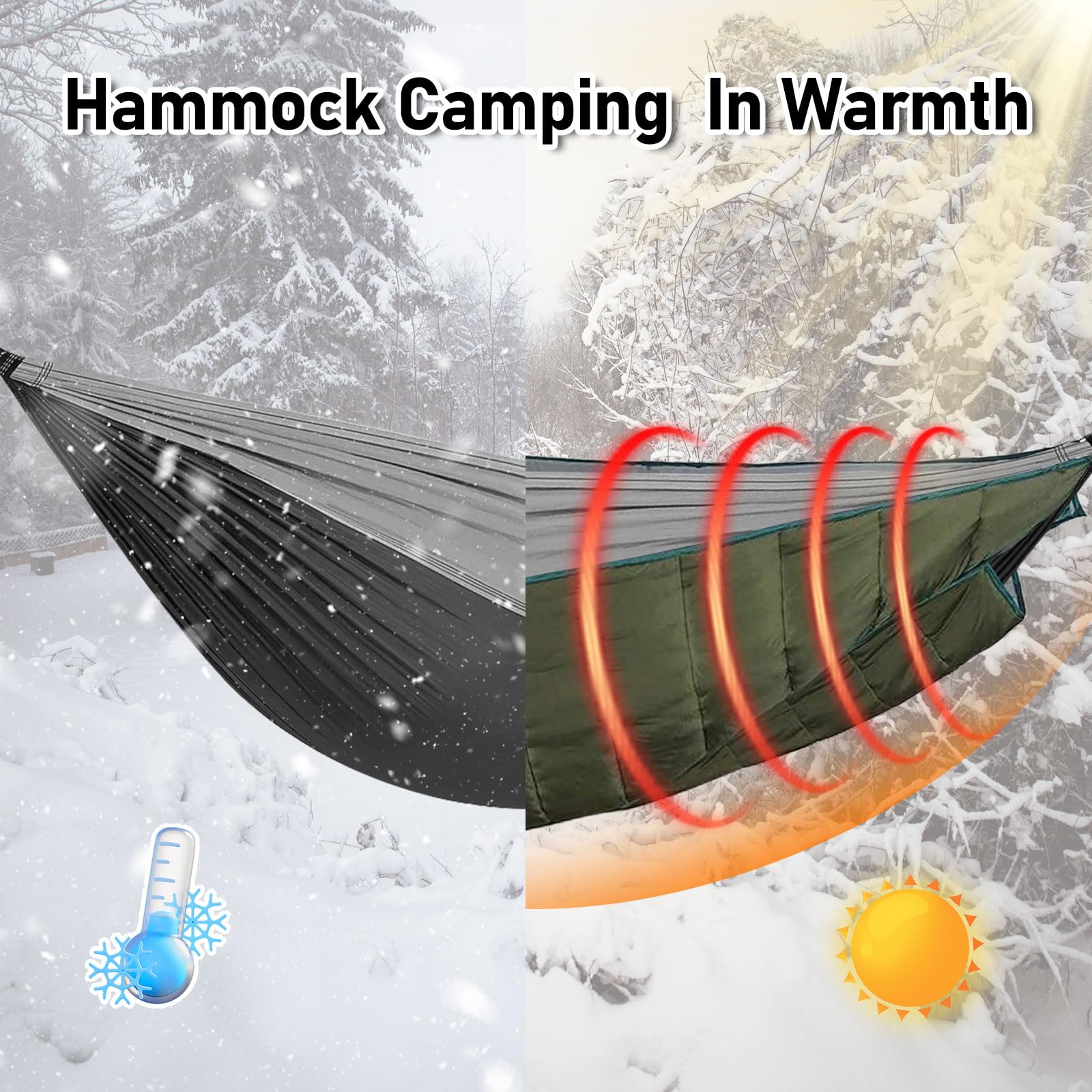 AYAMAYA Single & Double Hammock Underquilt Full Length Big Size Under Quilts for Hammocks, Camping Backpacking Essential, Winter Cold Weather Warm UQ Blanket Bottom Insulation