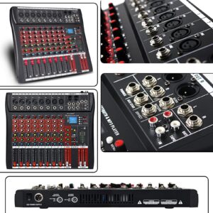 FULODE CT-80S Professional audio mixer 8 Channel with MP3 Player+Bluetooth U disk 48V Phantom Power Source USB recording