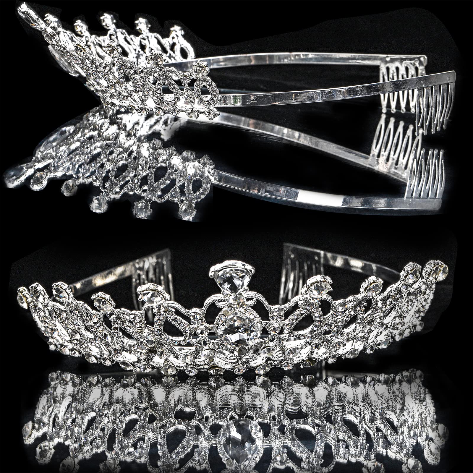 Yopay 3 Style Crystal Tiara Crowns, Queen Crown for Bridal, Girls, Women, Princess Headbands with Comb for Birthday, Wedding, Valentine, Party, Gift