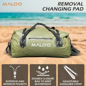 Malo'o 3-in-1 Wetsuit Changing Bag – Integrated changing mat, wetsuit watertight carry bag and XL 60 Liter Roll-Top Dry Bag. Surfing, Paddle-Boarding