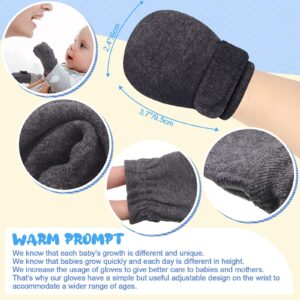 Newcotte 6 Pairs Adjustable Baby Mittens No Scratch Newborn Cotton Breathable Gloves Warm Baby Mitts for Boys (Multiple Color)