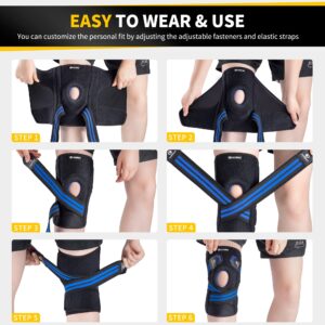 CAMBIVO Anti-chafing Knee Brace for Knee Pain with Side Stabilizers for Women and men, Adjustable Compression Knee Support with Patella Gel Pads, Relief Meniscus Tear, ACL, MCL, Arthritis (1 Pack)