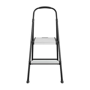 COSCO 2-Step Aluminum Folding Step Stool with Rubber Hand Grip, Black