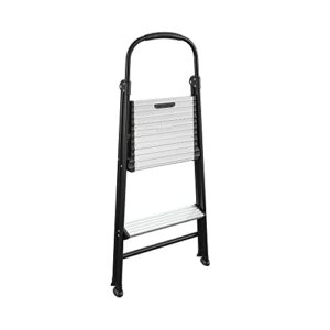 COSCO 2-Step Aluminum Folding Step Stool with Rubber Hand Grip, Black