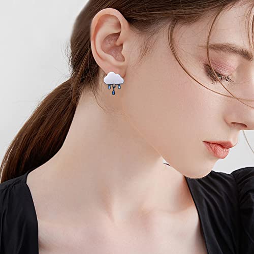 Astronaut Stud Earrings, 4 Pairs Creative Asymmetric Spaceman Star Moon Stud Earrings Planet Dangle Cloud Rain Drop Earrings for Girls Kids Women