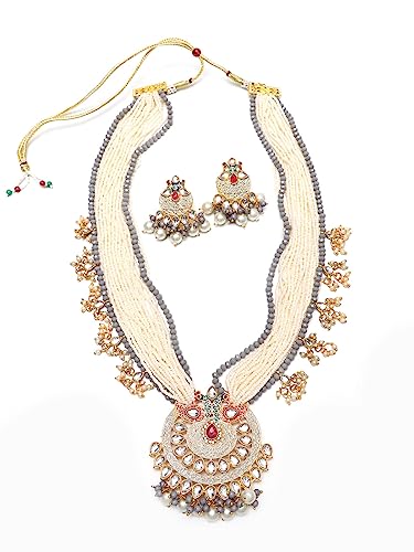 OZANOO Kundan Necklaces Set For Women And Girls, Kundan Necklace Set Jaipuri Jewellery/Indian Traditional Jewellery Set For Women And Girls, Necklaces