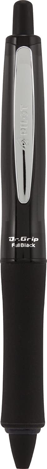 PILOT Dr. Grip FullBlack Refillable & Retractable Ballpoint Pen, Medium Point, Black Ink, 6 PACK