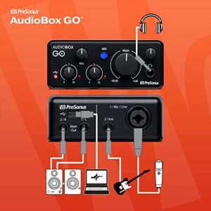 PreSonus AudioBox GO | USB-C Audio Interface for music production with Studio One DAW Recording Software, Music Tutorials, Sound Samples and Virtual Instruments