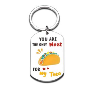 Perleddom Anniversary Day Gifts for Men Women I Love You Gifts for Him Birthday Keychain Gifts for Husband Boyfriend Engagement Gifts for Couples Groom Men from Wife Girlfriend Taco Gifts